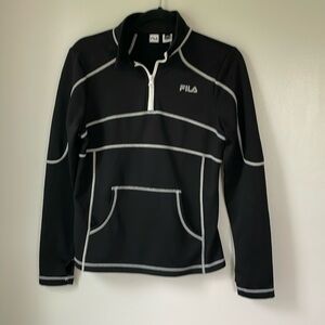 Black Fila with partial zip front size M 💯 polyester